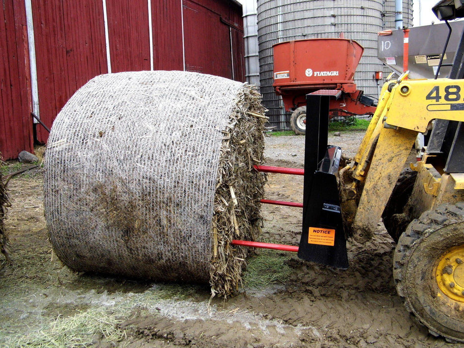 skid steer hay spear in action