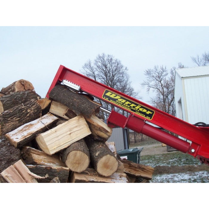 skid steer log splitter attachment right side view splitting multiple logs