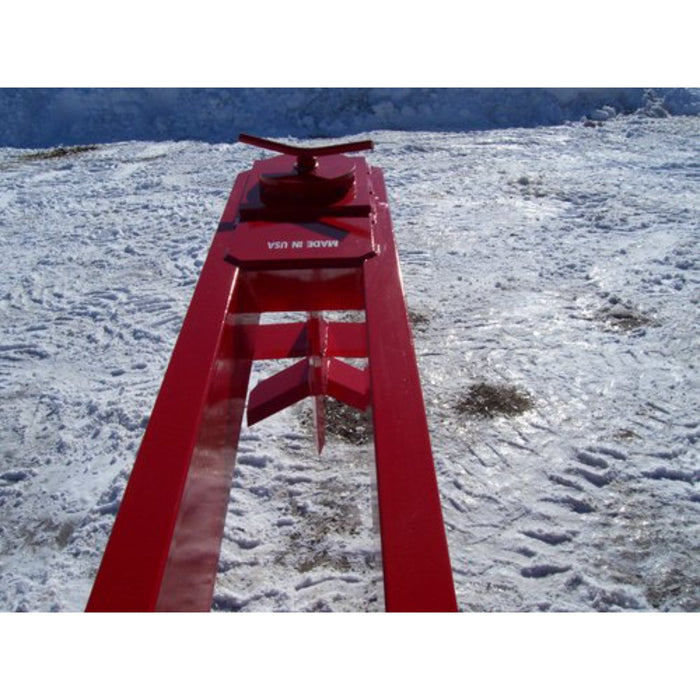 skid steer mounted log splitter top view attached to skid steer