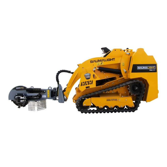 skid steer stump grinder for sale in side view white background