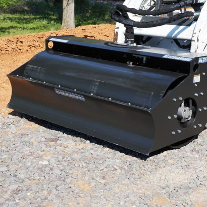 skid steer vibratory roller left view