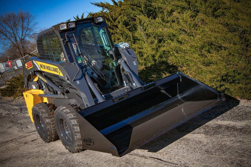 skid steer bucket attachment front view