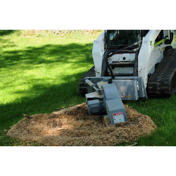 stump grinder attachment for skid steer for sale in action front view