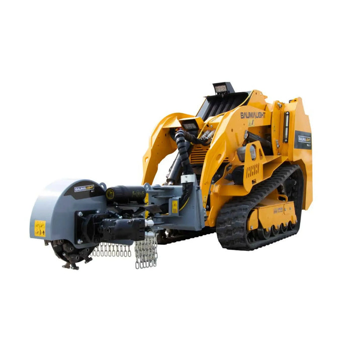 stump grinder attachment for skid steer side view in white background