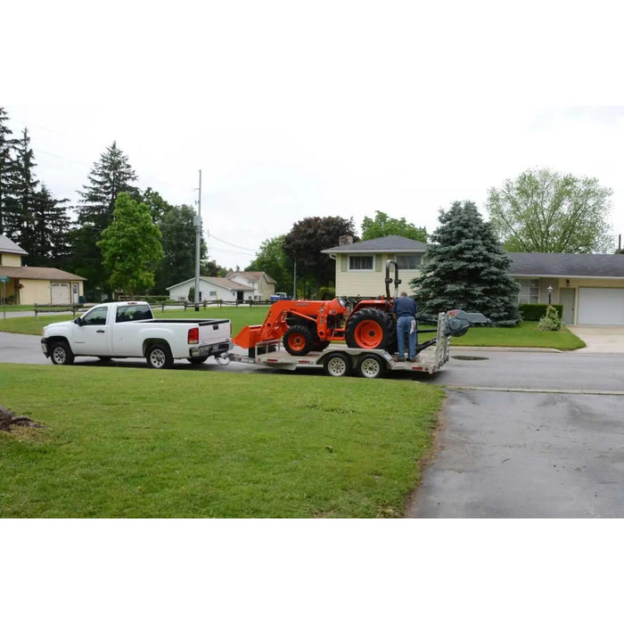 stump grinder attachment for tractor	 on tractor  loaded trailer