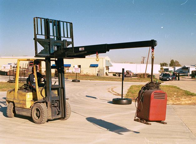 telehandler work platform on ground in action